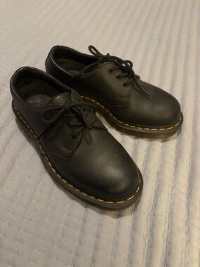 Dr. Martens Black Leather Safety Shoes Low Lace-Up Womens 7 Men’s 6 F2892-18 EH